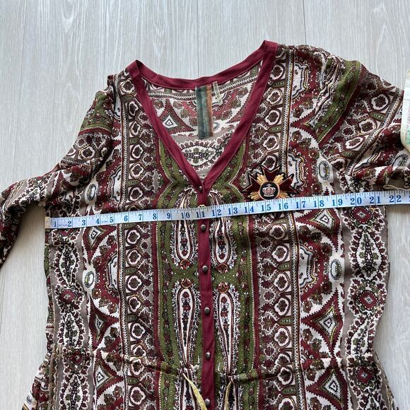 Aratta Silent Journey Duster Dress XL Sheer Brown Multicolor Boho - Picture 11 of 16
